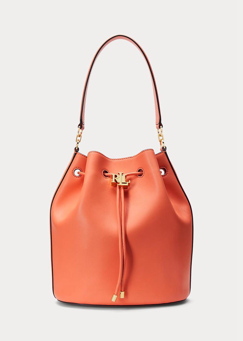 ローレン バッグ レディース オレンジ レザー Large Andie Drawstring PBWGN5983